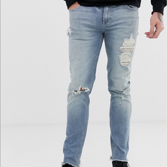 heavily distressed jeans